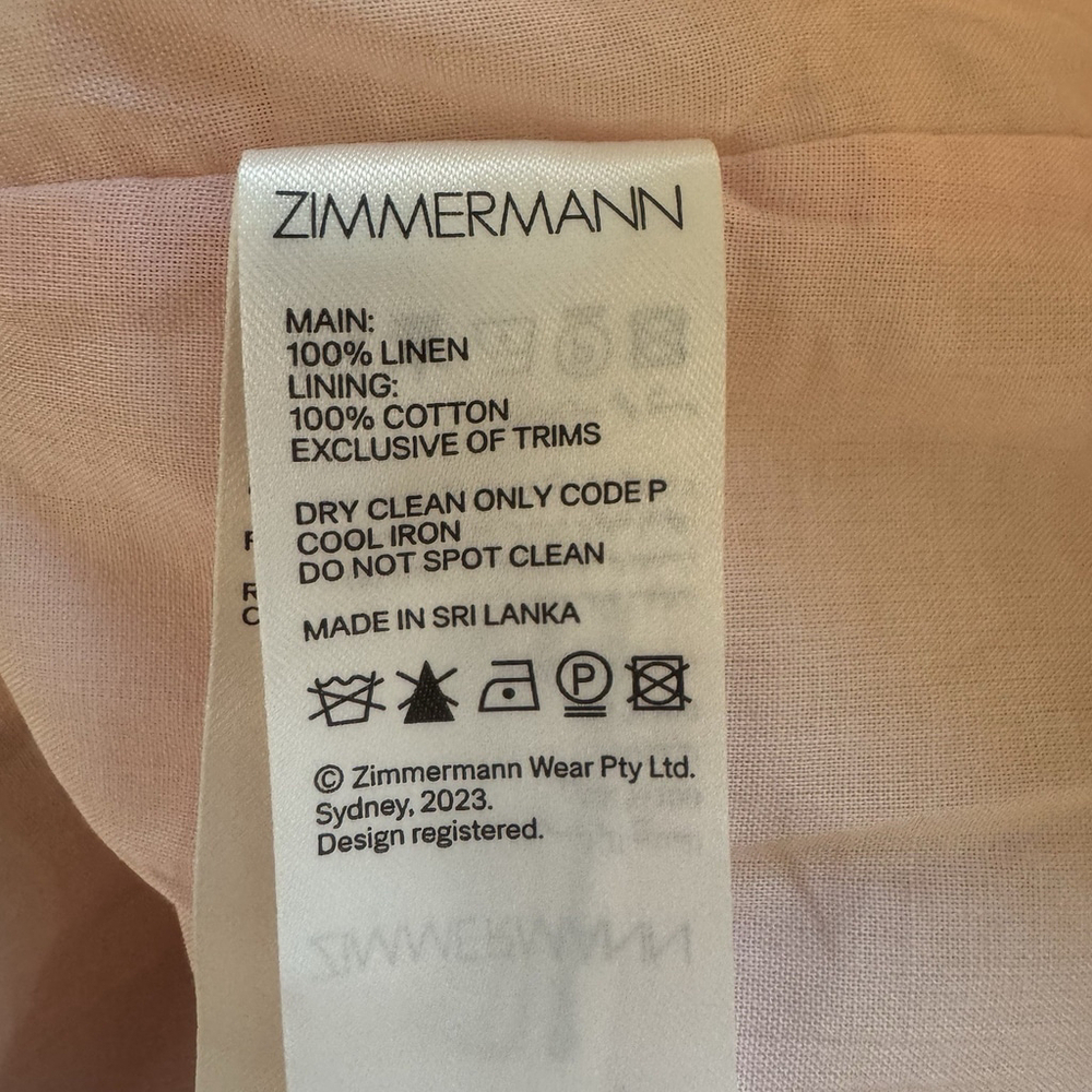 NWT Zimmermann Mini Linen Dress Size:3(US:10) Floral Ruffle Open Back MSRP:$695 - Picture 13 of 15